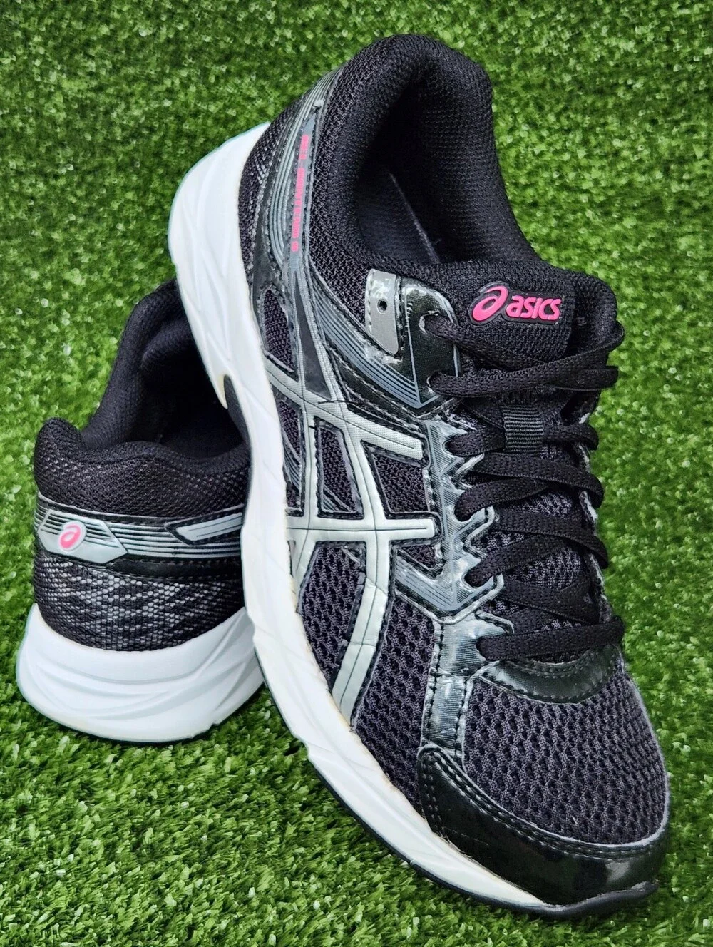Asics Gel-Contend 3 Womens Size 6.5 Black Silver Athletic Running Shoes Sneakers